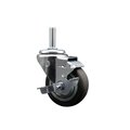 Service Caster 35 Inch Thermoplastic  Rubber Wheel Swivel 58 Inch Threaded Stem Caster with Brake SCC SCC-TS20S3514-TPRB-TLB-58212